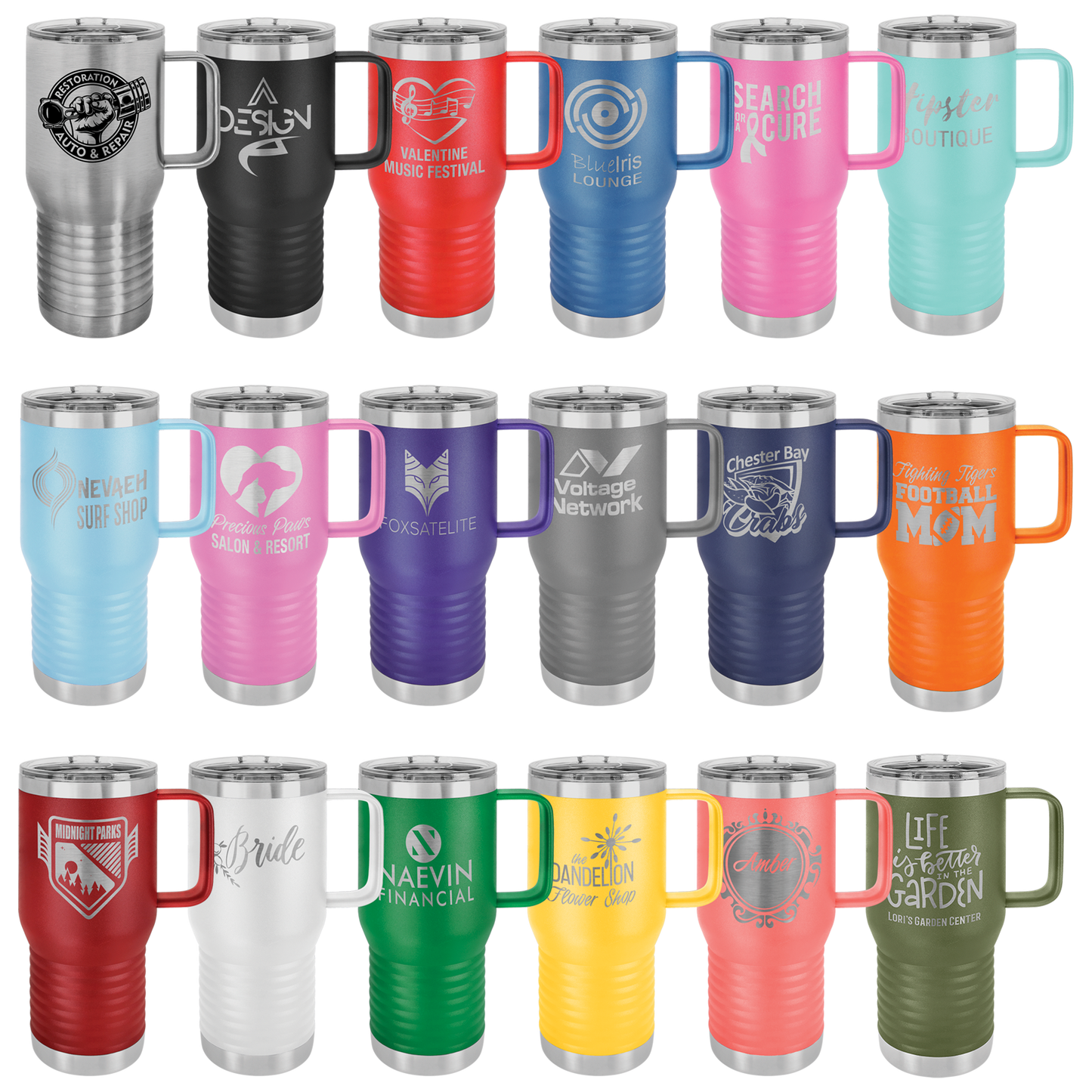 Polar Camel 20 OZ Travel Mug w/handle and clear sliding lid