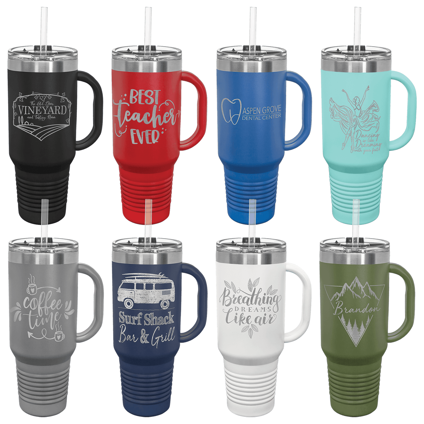 Polar Camel 40 OZ Travel Mug w/handle and Straw Included