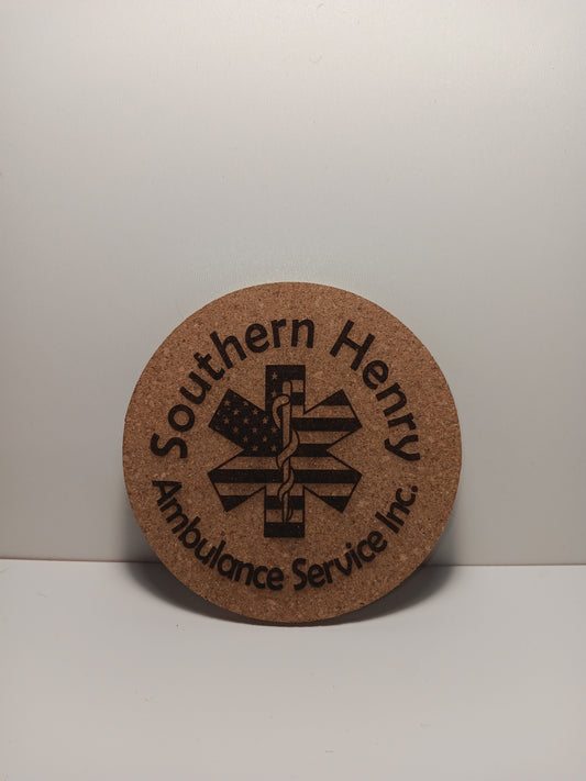 Southern Henry Ambulance Service Fundraiser 4" Diameter Circle Coaster -4 Pack