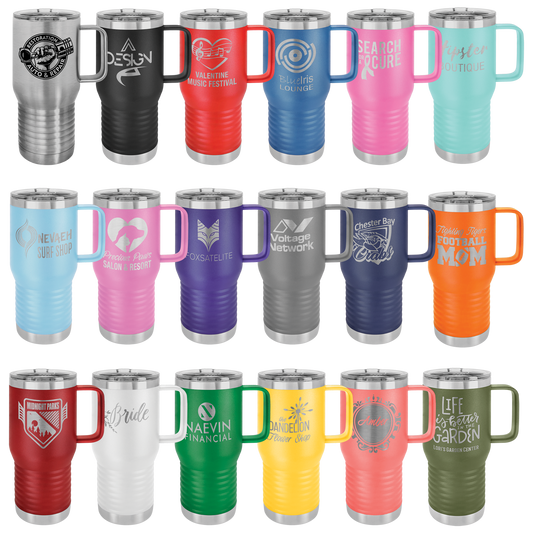 Polar Camel 20 OZ Travel Mug w/handle and clear sliding lid